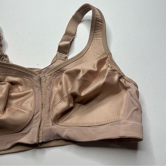 Glamorise Tan Full-Coverage unlined wire free wireless Bra 38B Adjustable Straps - Picture 2 of 7